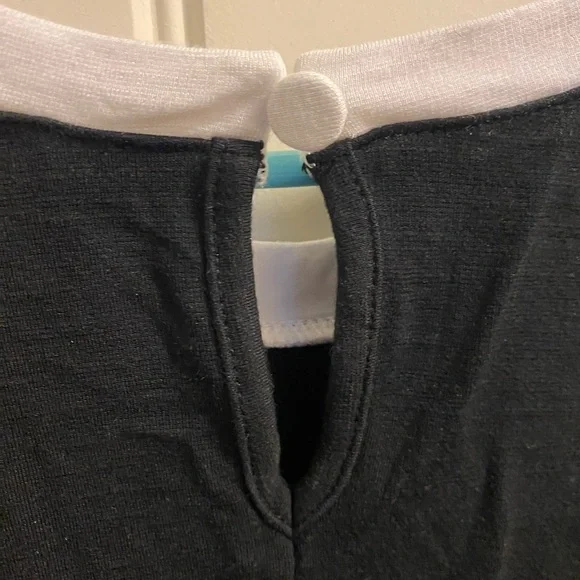 Elle XL Top Black Blouse White Trim Sleeveless Shirt - Picture 6 of 6